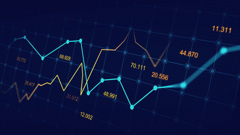 Stock market or forex trading graph