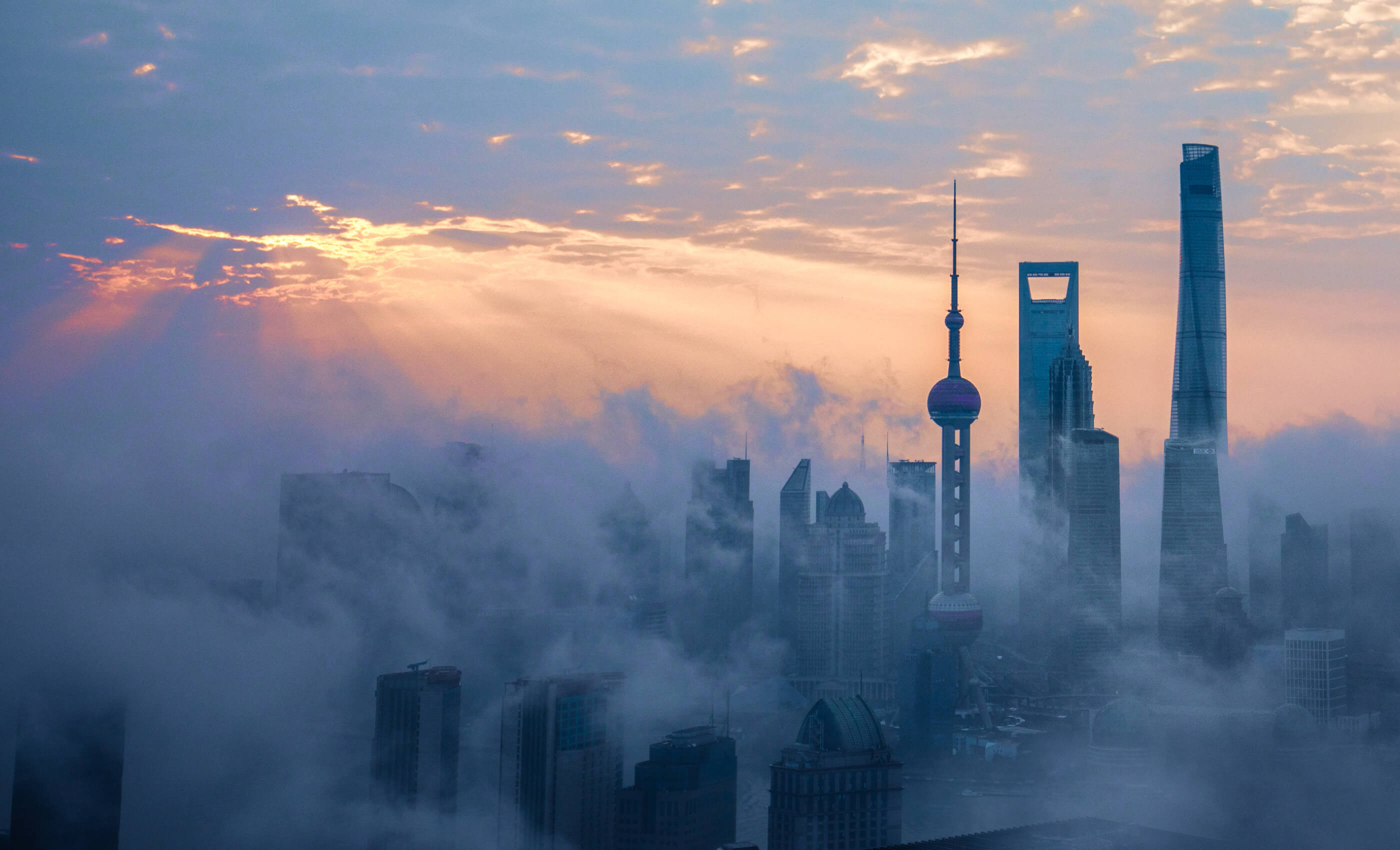 city in clouds