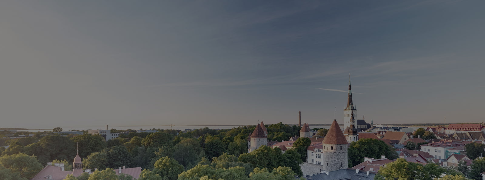 A panoramic view of Tallinn, Estonia, showcasing its historic skyline and vibrant architecture.