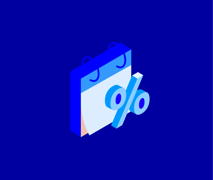 Illustration of a calendar with a percentage symbol, representing interest rates or financial scheduling.