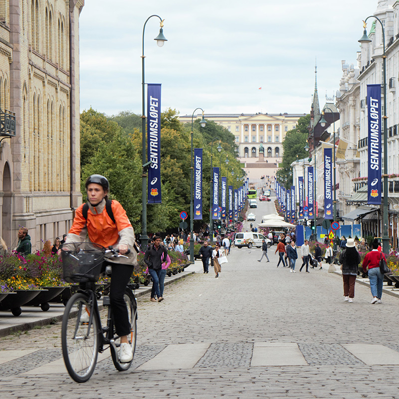 'Cykelkraft' på Karl Johans gate, hovedstrøget i Oslo.