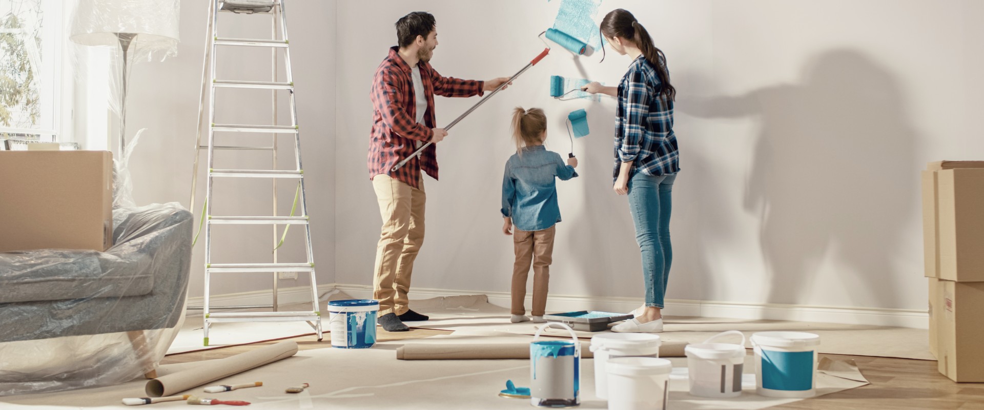 Family painting house