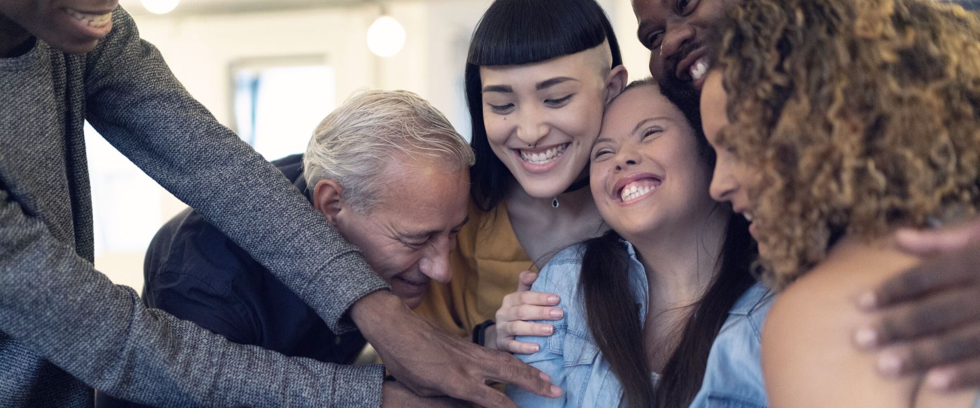 Social hug with diversified people