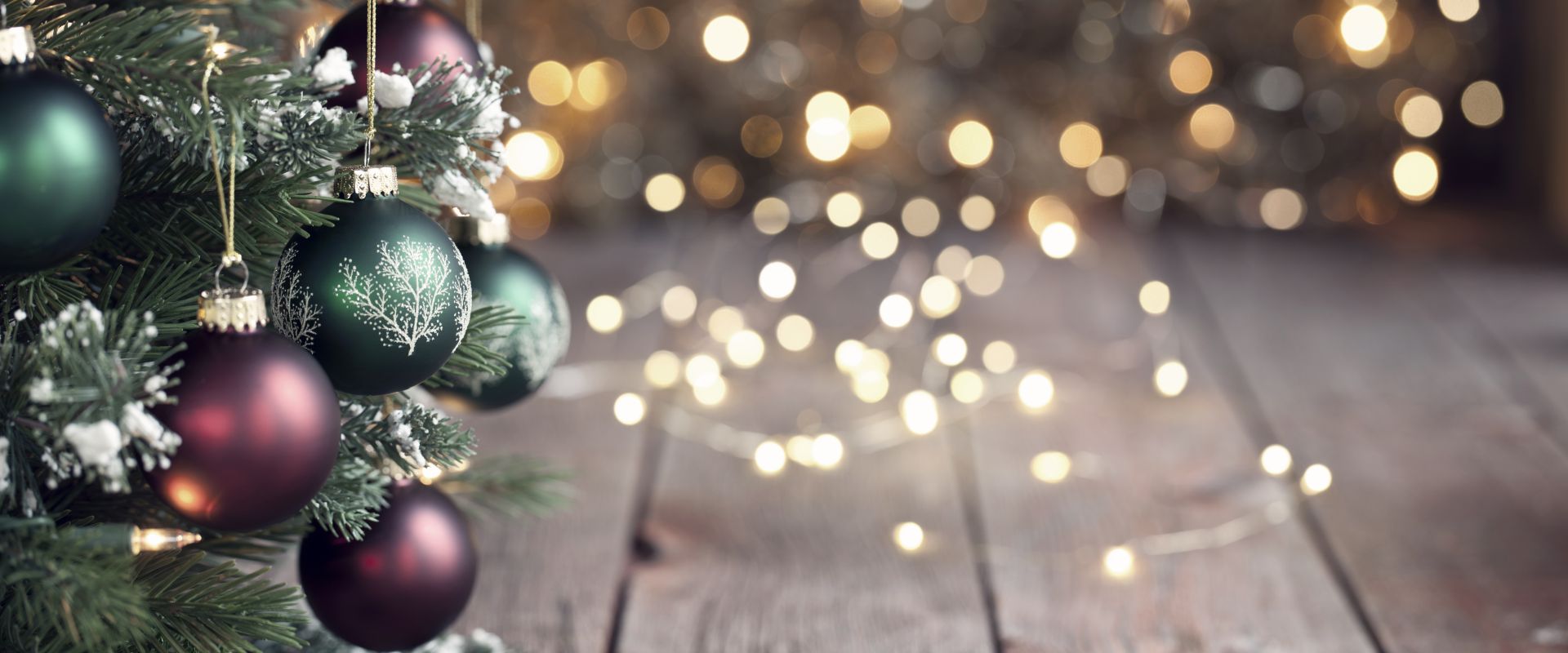 Christmas tree with red and green ornaments