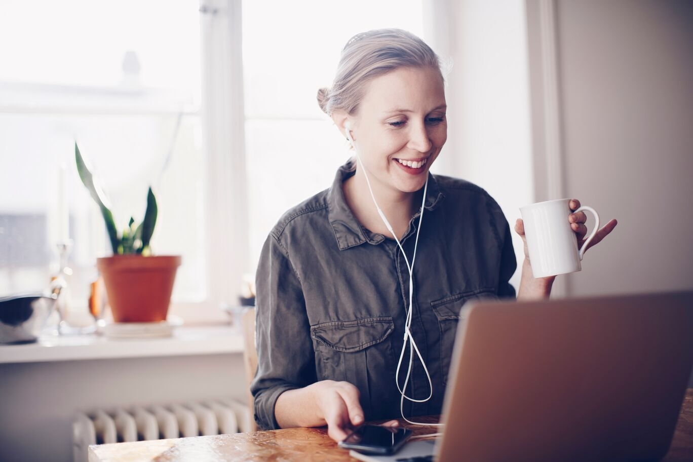 Woman listening in
