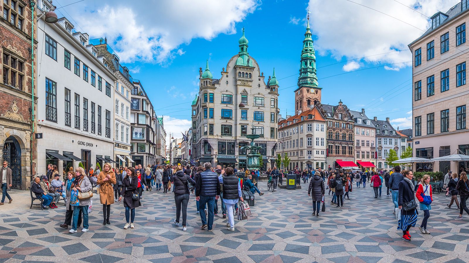 Et billede fra Strøget i Københavns centrum.