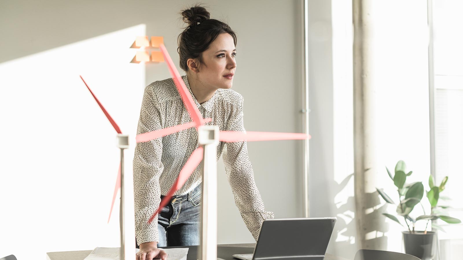 Kvinde med vindmøller